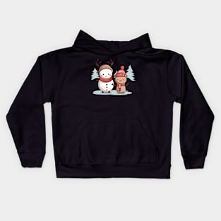 Christmas Cartoon Characters: Snowman as Reindeer & Reindeer as Snowman Kids Hoodie